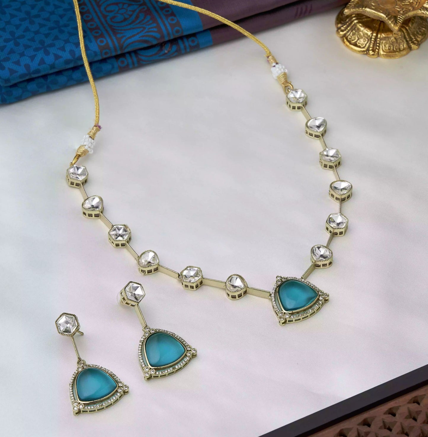 Aqua blue Moissanite Necklace SM77227