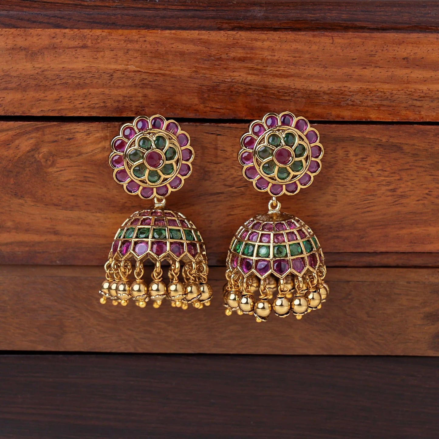 Floral Kemp Jhumka