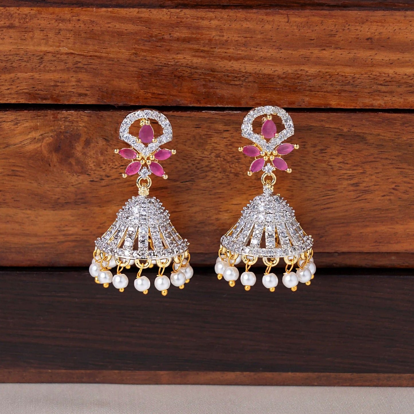 Ruby Floral Cone Jhumka