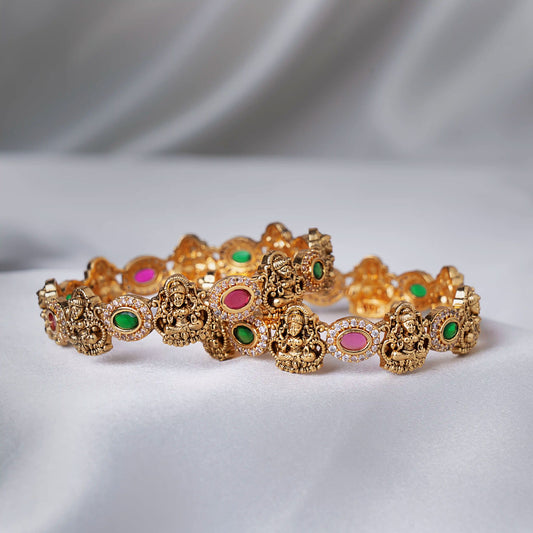 Oval Ruby Emerald Lakshmi Bangles