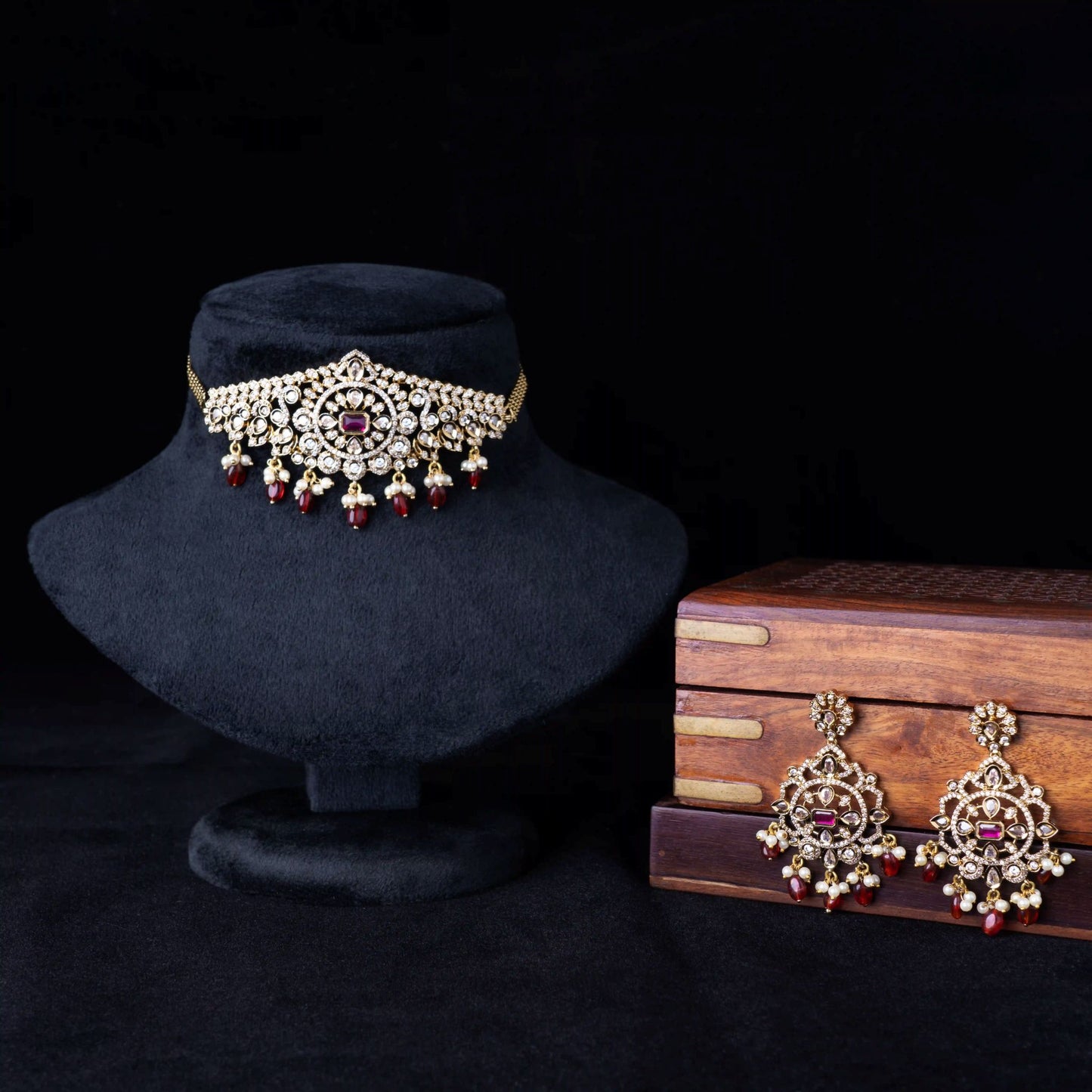Deep Ruby Floral Choker
