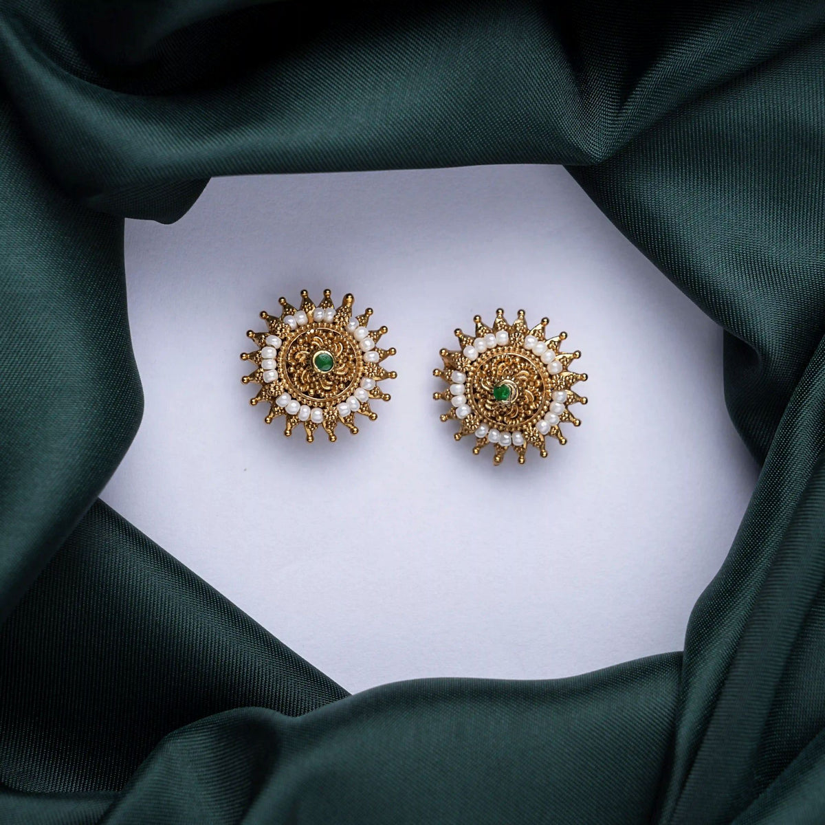 Emerald Floral Radiance Stud