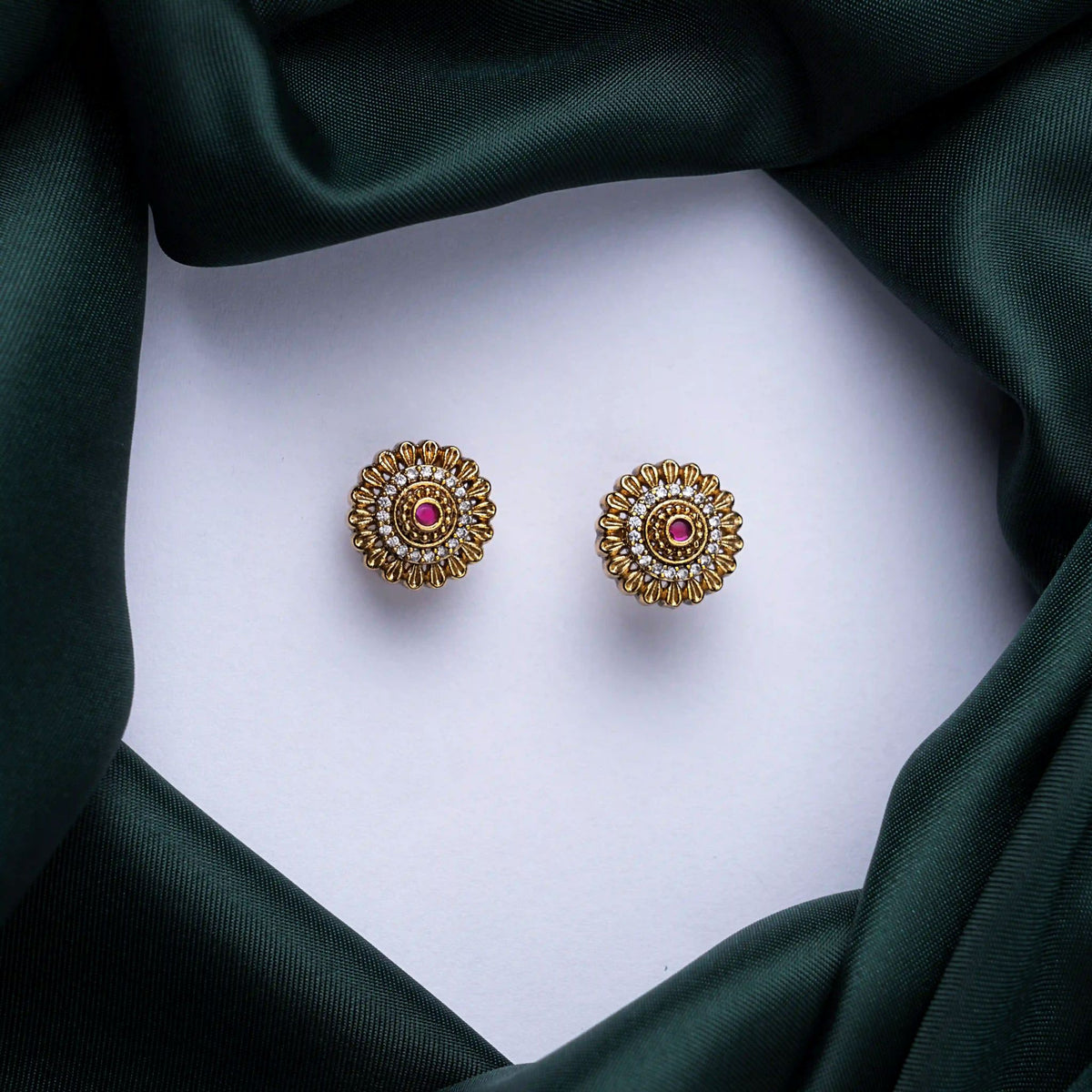 Ruby Floral Chakra Stud