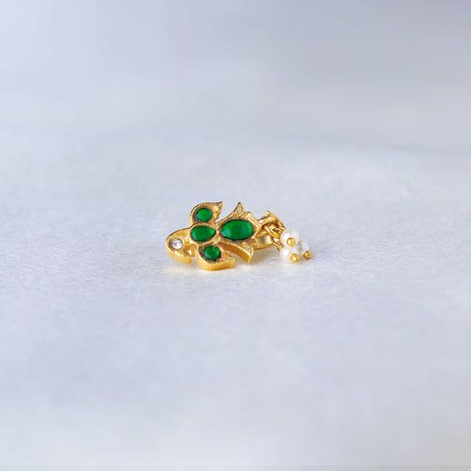 Bird Jadau Pearl Nose pin