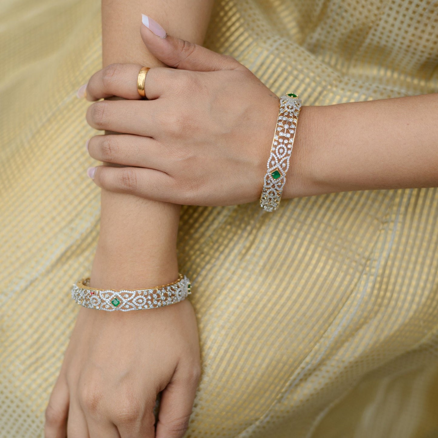 Cutwork Emerald Statement Bangles