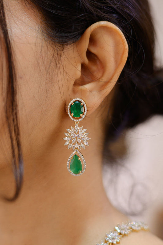 Emerald Trio Drop Statement Necklace
