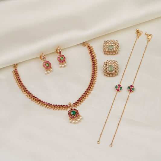 Timeless Elegance – Necklace, Studs & Anklets