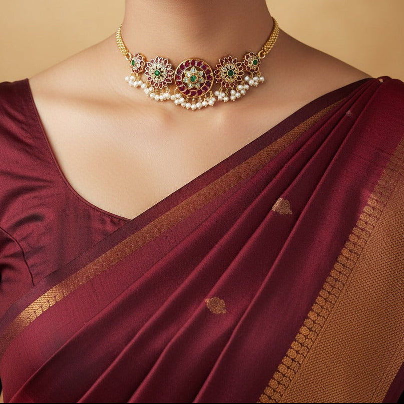 Ruby Kemp Choker with Emerald Centre