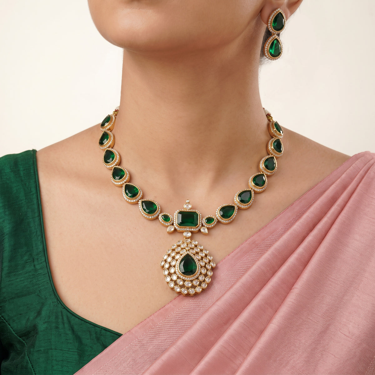 Ruby & Emerald Teardrop Necklace