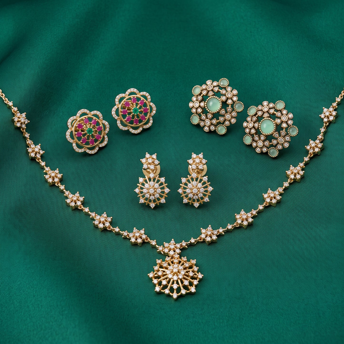 Eternal Sparkle – Short Necklace & Two Pairs of Studs