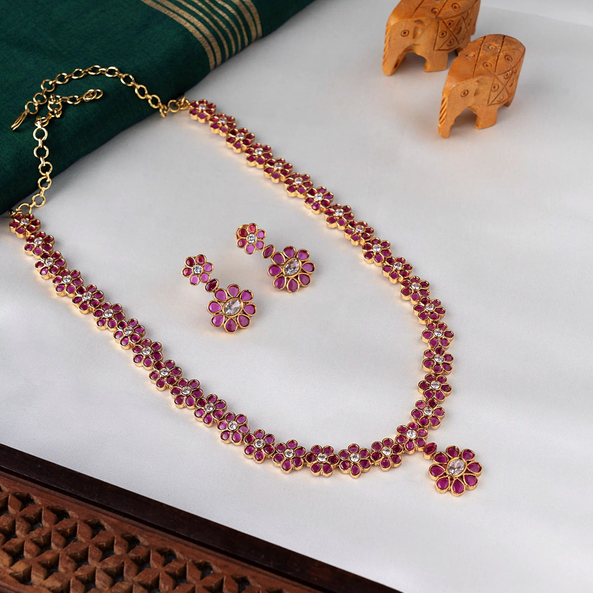 Ruby and White Bloom Floral Haaram