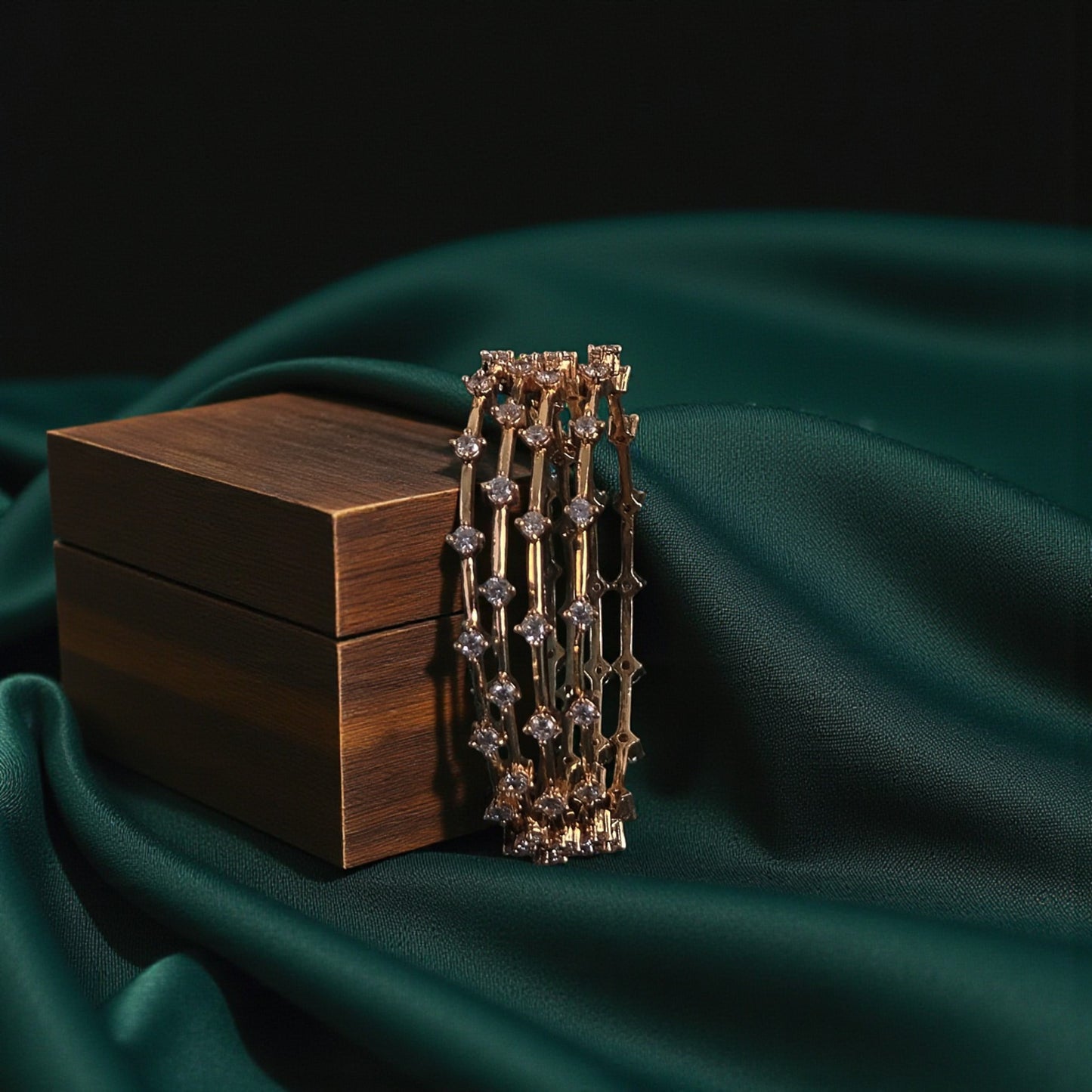 Gold Finish White Bangles SM60125