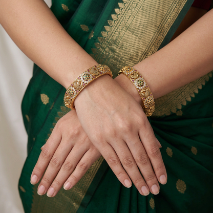 Dual Floral Peacock Bangles
