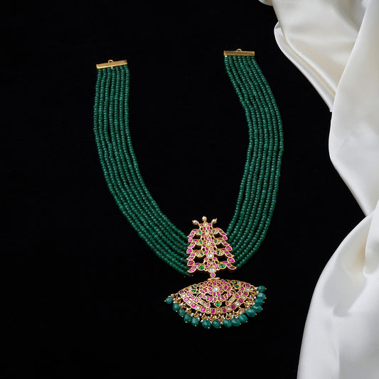 Classic Green Beads Jadau Haaram SM63134
