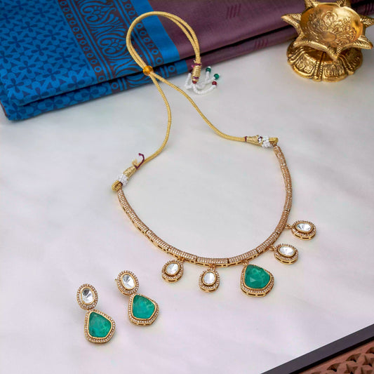 Aqua green Moissanite Necklace SM77226