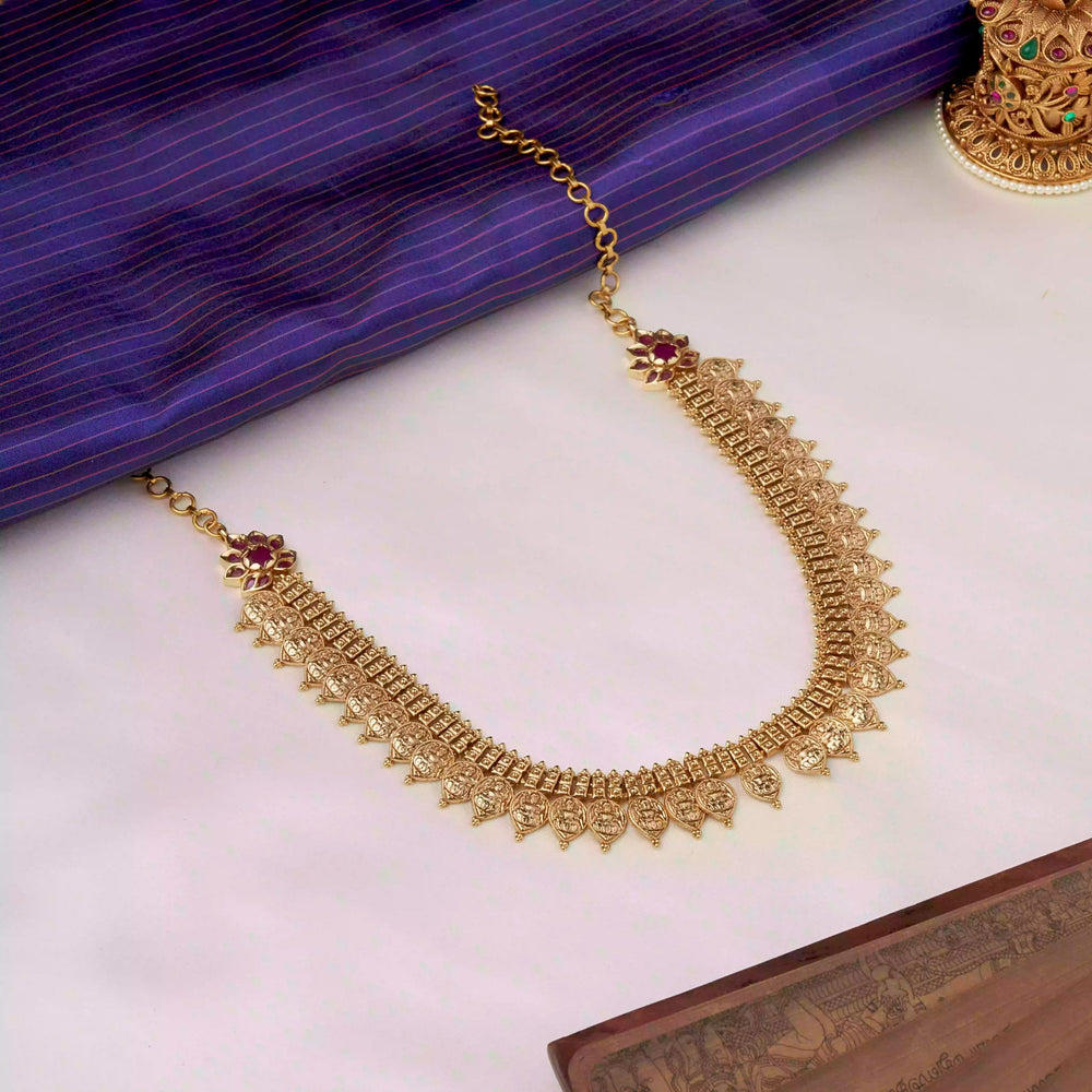 Ruby Floral Leaf Necklace