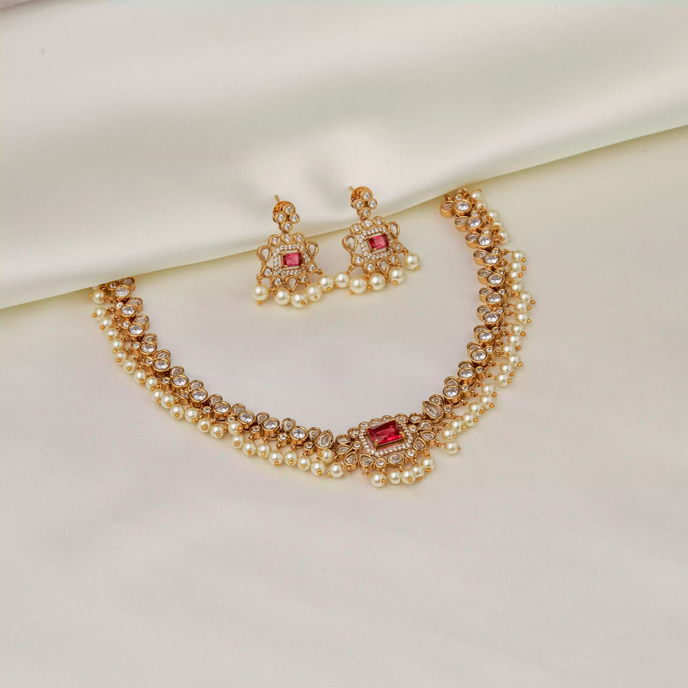 Ruby Pearl Charm Necklace