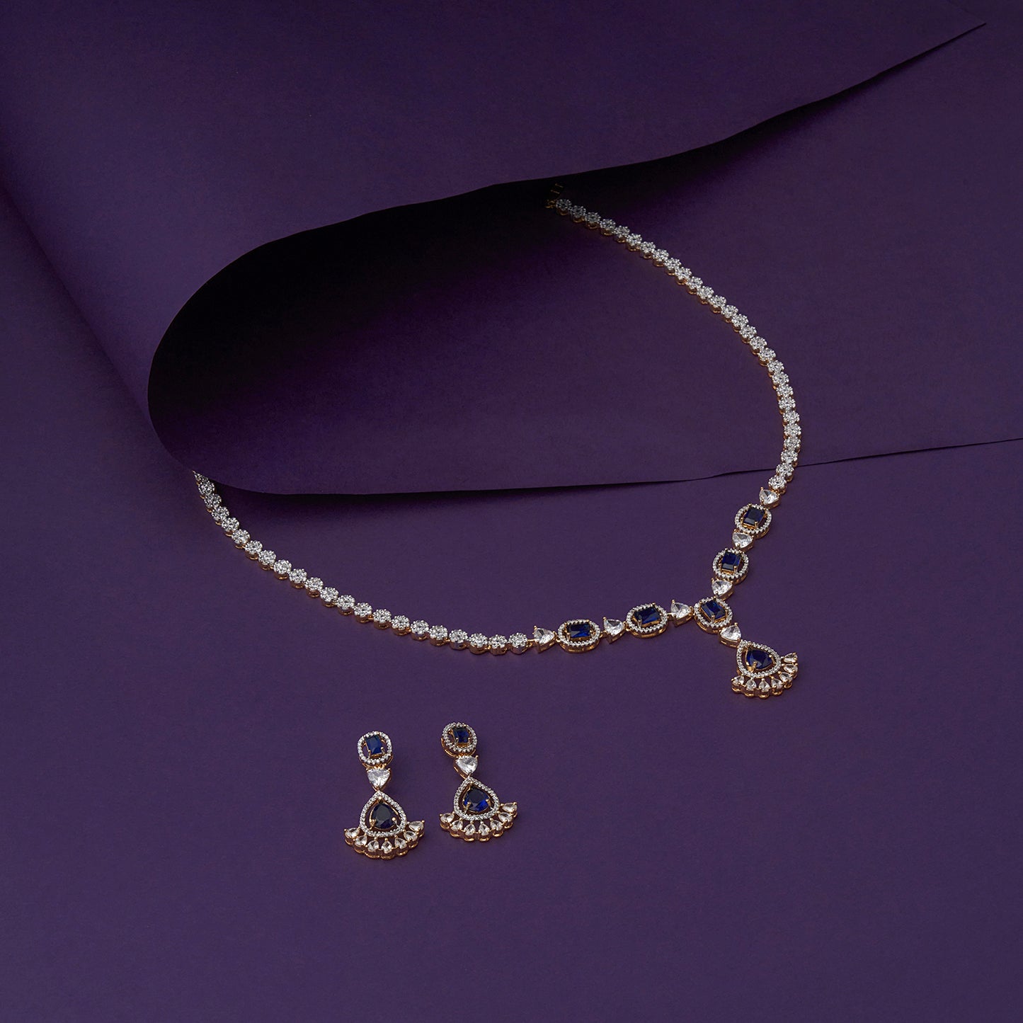 Royal blue and Zircon Necklace SM77153