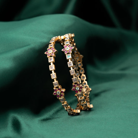 Pink Bloom & White Sparkle Bangles SM60146