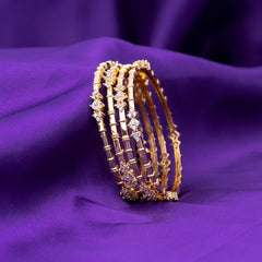 Gold Finish White Bangles SM60115