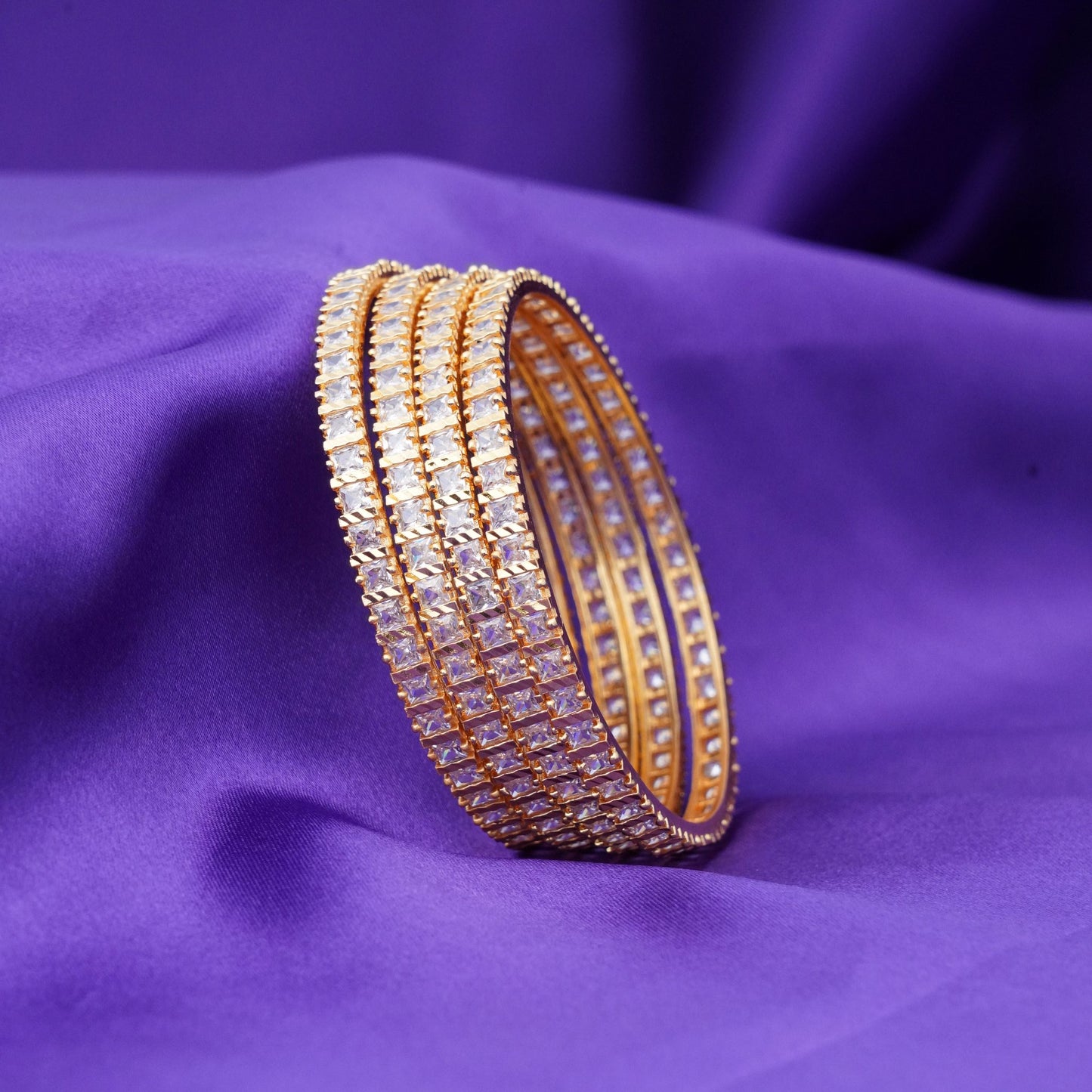 Green White and Pink Stone Bangles SM60102