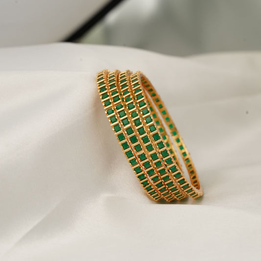 Green White and Pink Stone Bangles SM60102