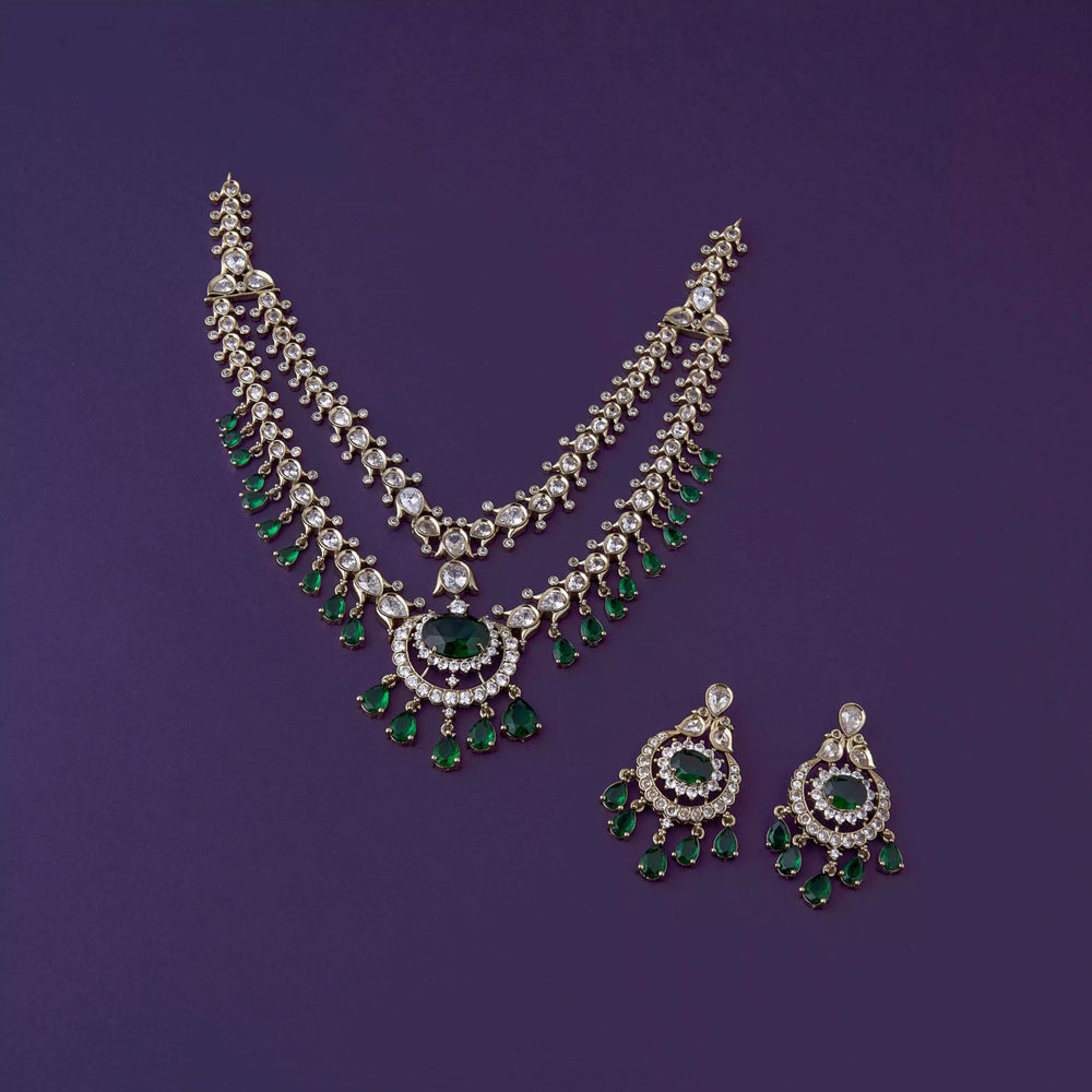 Emerald Victorian Dual Layer Necklace
