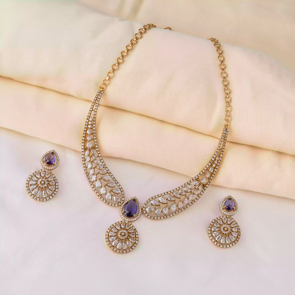 Aqua Green & Purple Hasli Necklace