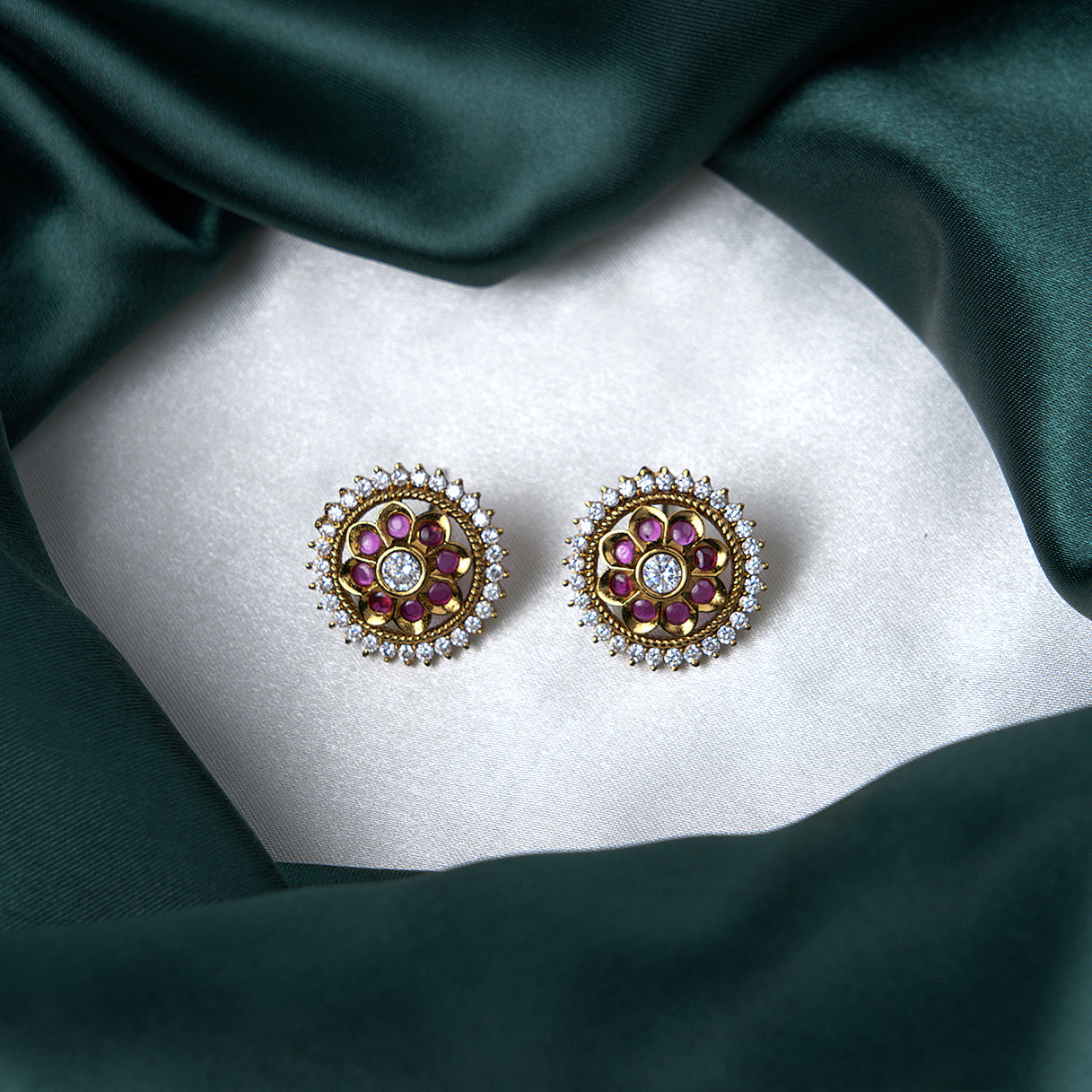 Pink & Green Floral stud SM21132