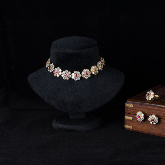 Classy Ruby and Polki Choker SM51300