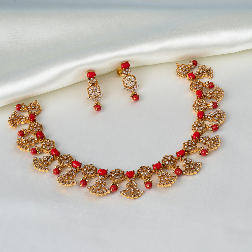Coral & Zircon Necklace