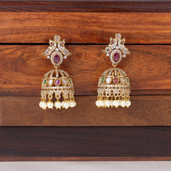 Twin Bird Zircon Jhumka