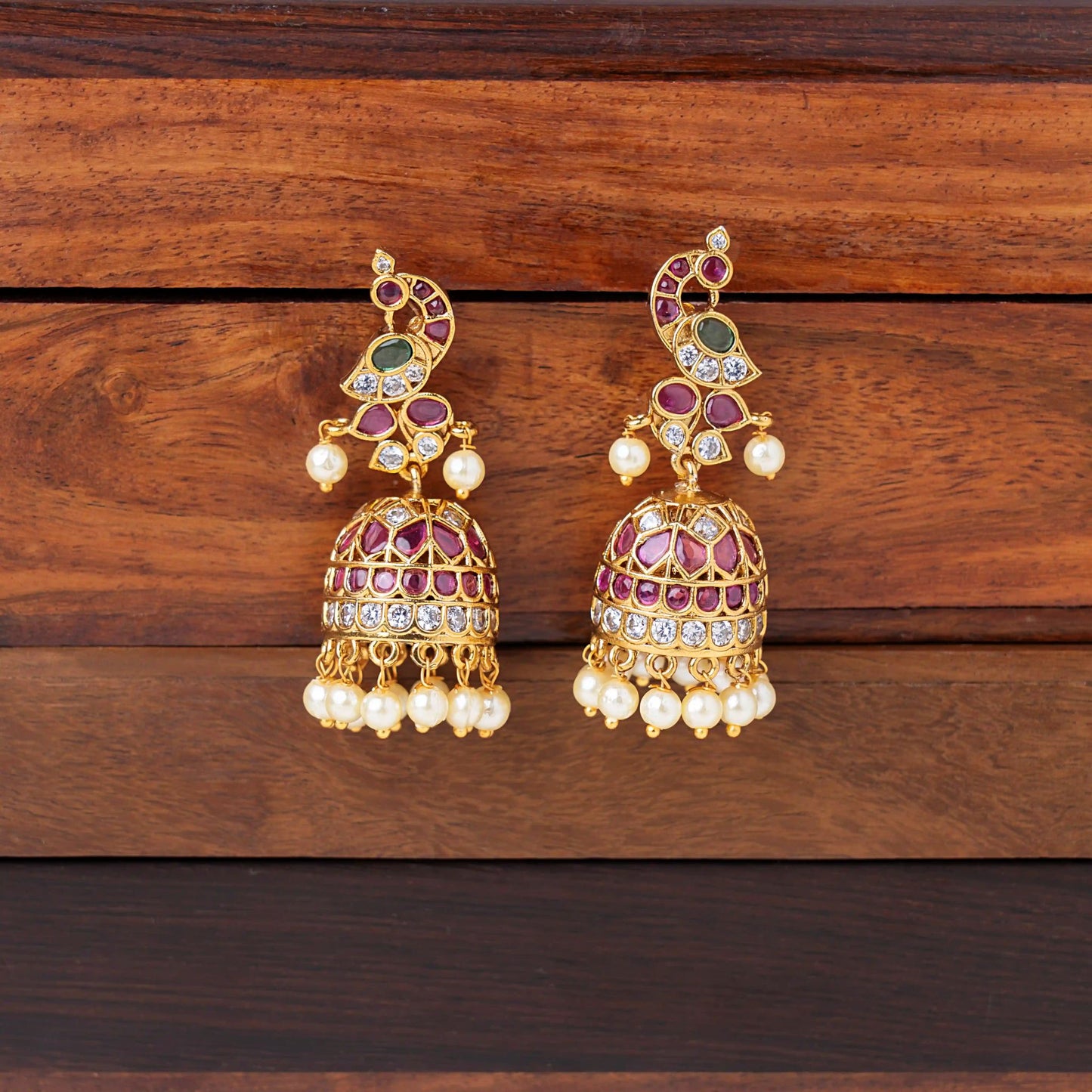 Kemp Bird Pearl Drop Jhumka