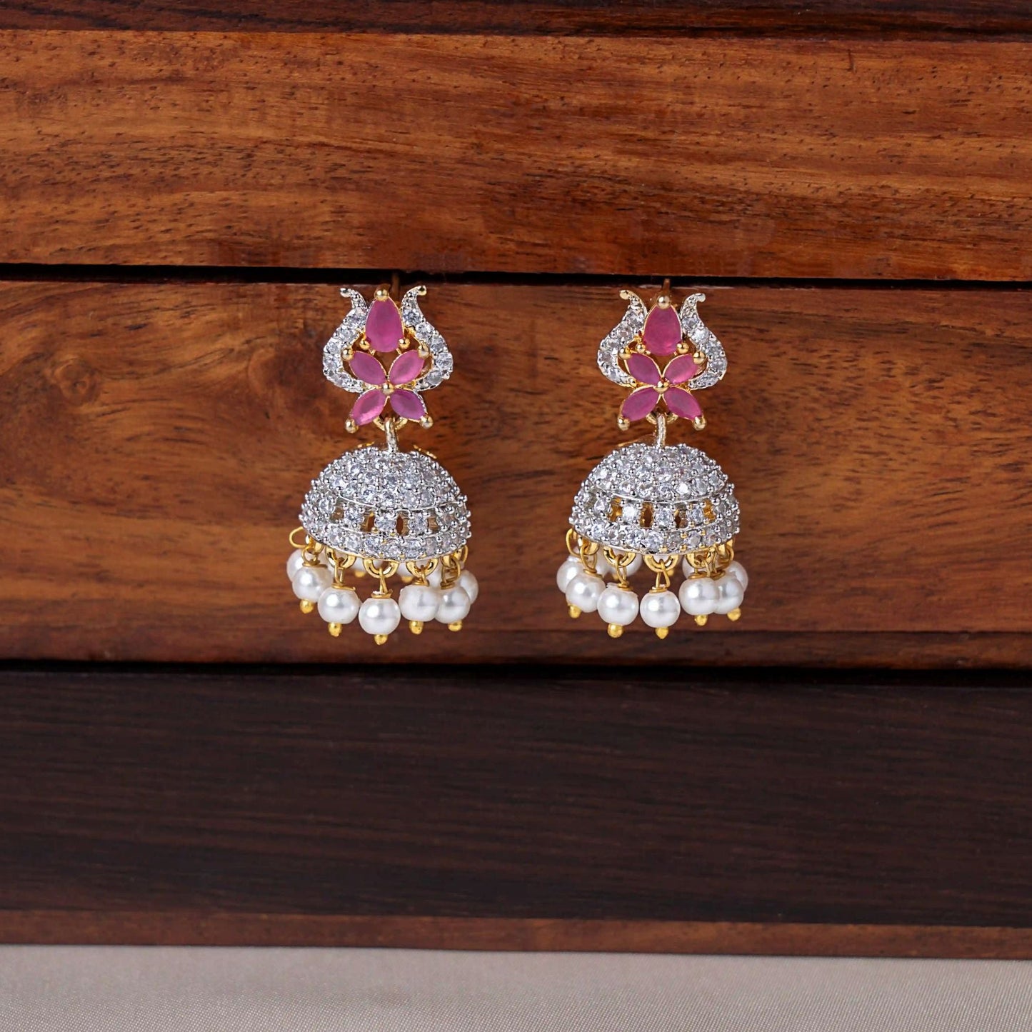 Ruby Bloom Zircon Jhumka