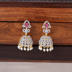 Ruby Zircon Pearl Drop Jhumka