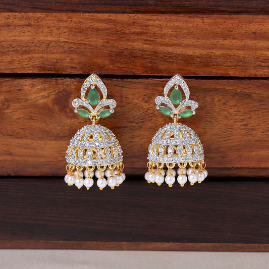 Floral Emerald Leaf Jhumka