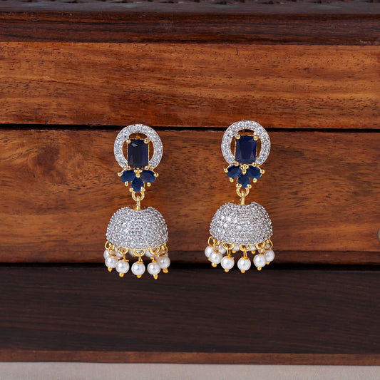 Royal Blue Pearl Drop Jhumka