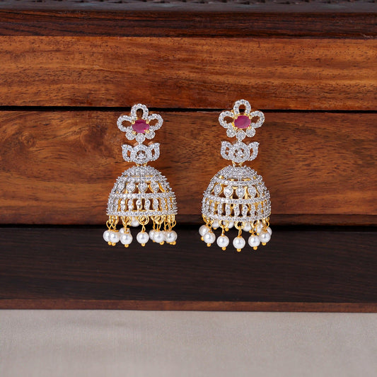 Ruby Center Zircon Jhumka