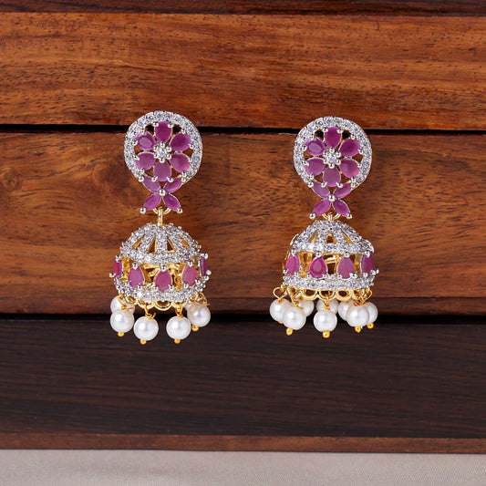 Ruby Floral Zircon Jhumka