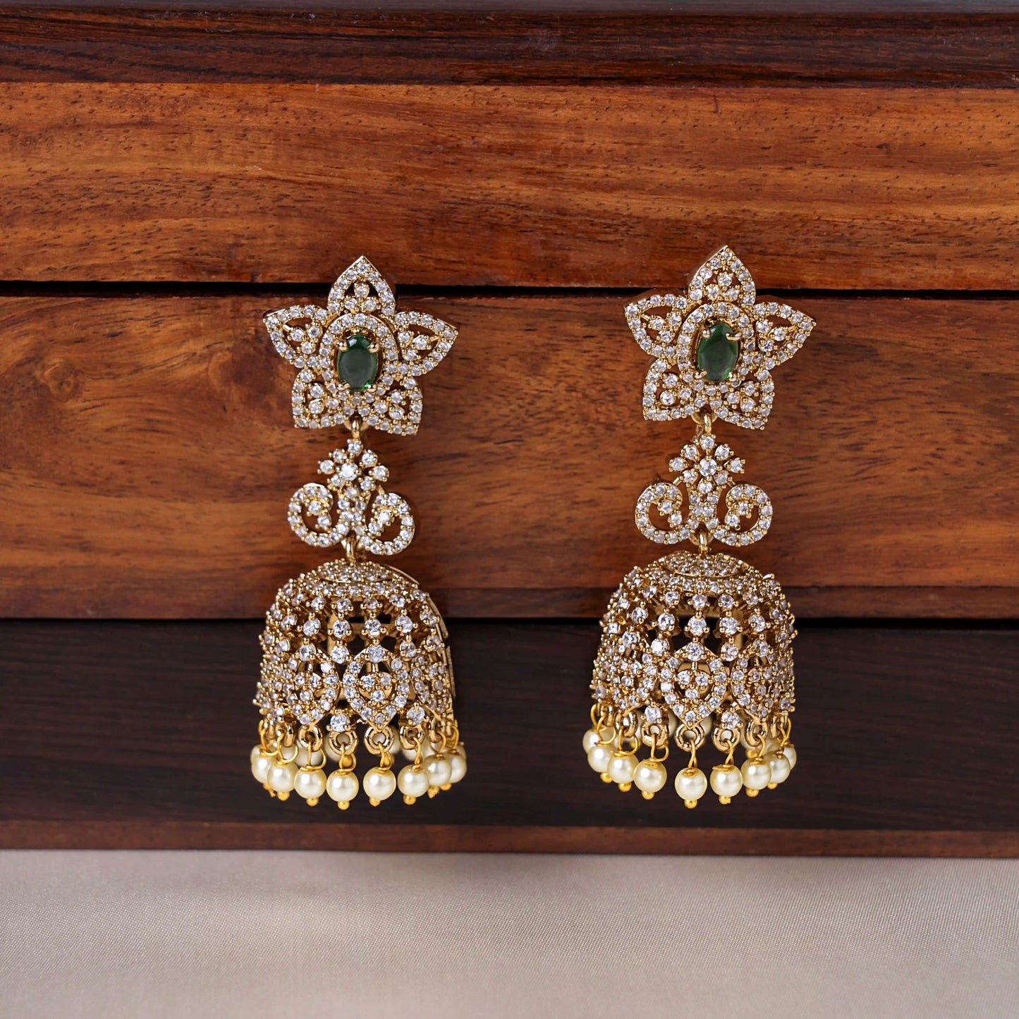 Classic Emerald Zircon Jhumka