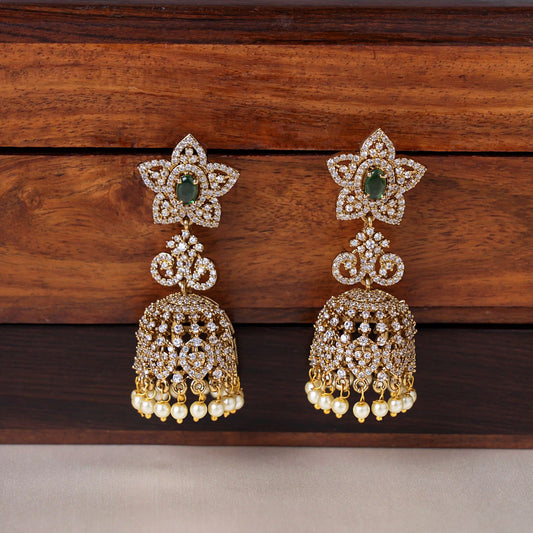 Classic Emerald Zircon Jhumka