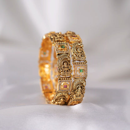 Ruby Emerald Lakshmi Square Bangles