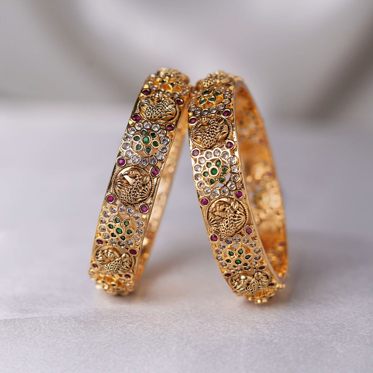 Dual Floral Peacock Bangles