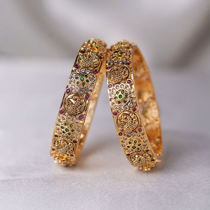 Dual Floral Peacock Bangles