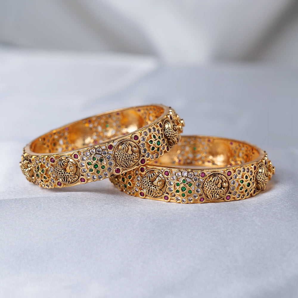 Dual Floral Peacock Bangles