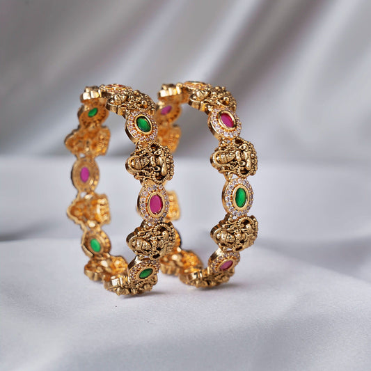 Oval Ruby Emerald Lakshmi Bangles