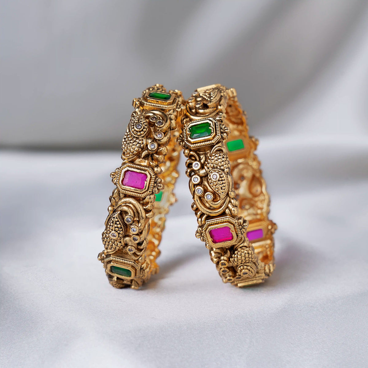 Swan Ruby Emerald Heritage Bangles