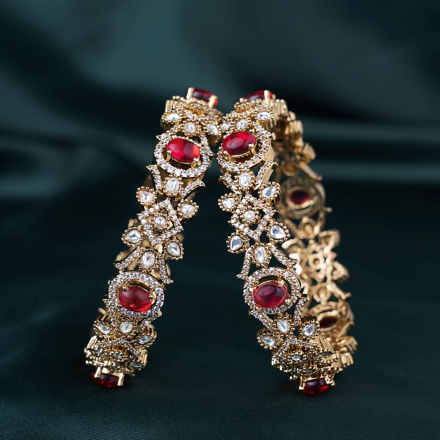 Oval Red Stone Bangles