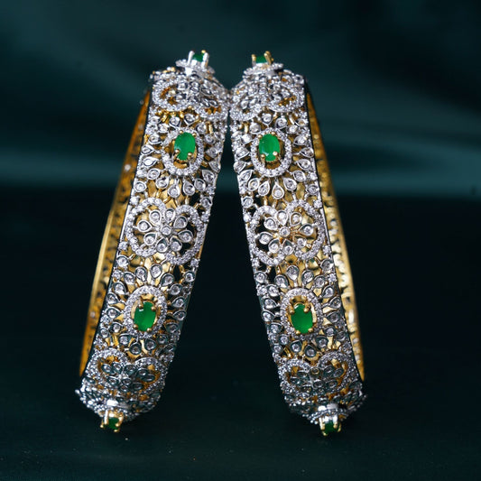 Emerald Floral Zircon Bangles