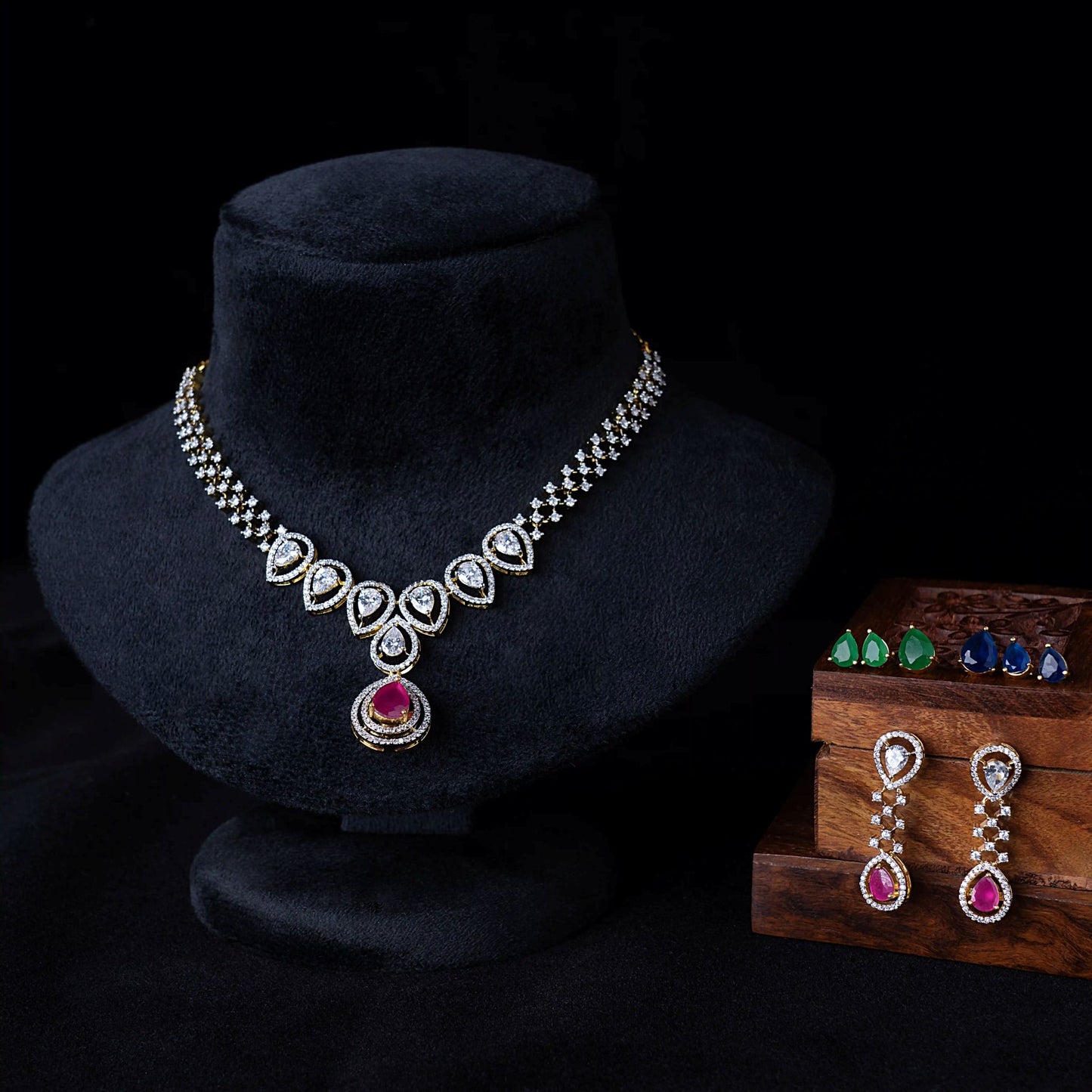 Pear Zircon Interchangeable Pendant Necklace